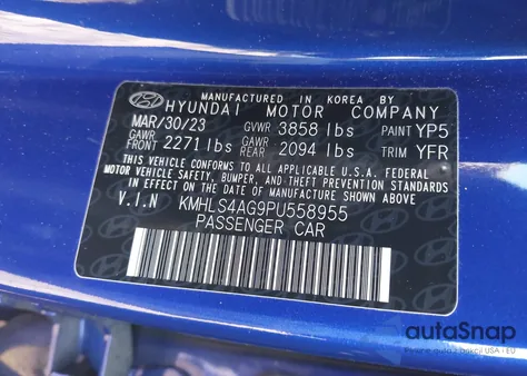 2023 Hyundai Elantra Sel из США, поврежденный, VIN KMHLS4AG9PU558955